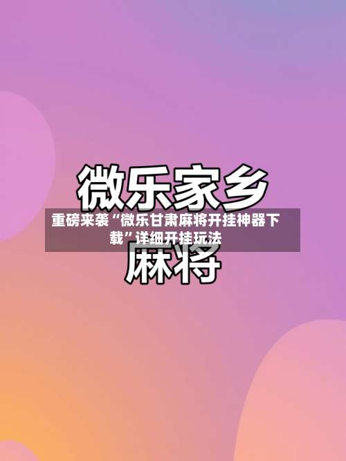 重磅来袭“微乐甘肃麻将开挂神器下载	”详细开挂玩法-第2张图片