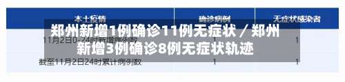 郑州新增1例确诊11例无症状／郑州新增3例确诊8例无症状轨迹-第2张图片