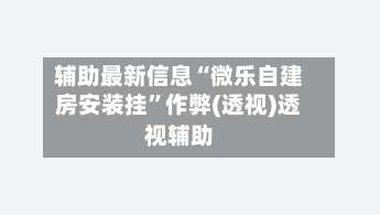 辅助最新信息“微乐自建房安装挂”作弊(透视)透视辅助-第3张图片