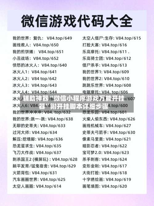 辅助神器“微信小程序游戏万能开挂器”附开挂脚本详细步骤-第2张图片