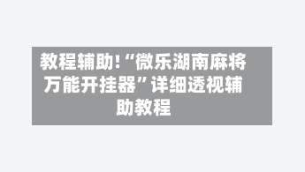 教程辅助!“微乐湖南麻将万能开挂器”详细透视辅助教程-第1张图片