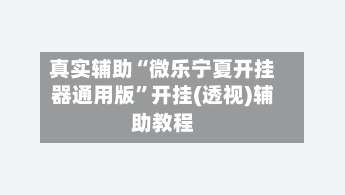 真实辅助“微乐宁夏开挂器通用版”开挂(透视)辅助教程-第1张图片
