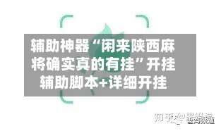 辅助神器“闲来陕西麻将确实真的有挂	”开挂辅助脚本+详细开挂-第1张图片