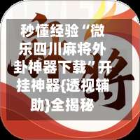 秒懂经验“微乐四川麻将外卦神器下载	”开挂神器{透视辅助}全揭秘-第2张图片