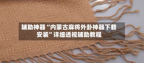 辅助神器“内蒙古麻将外卦神器下载安装”详细透视辅助教程-第2张图片