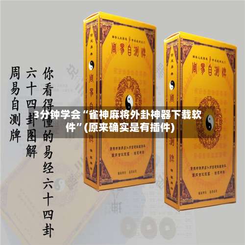 3分钟学会“雀神麻将外卦神器下载软件	”(原来确实是有插件)-第2张图片