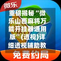 重磅揭秘“微乐山西麻将万能开挂器通用版”(透视)详细透视辅助教程-第1张图片
