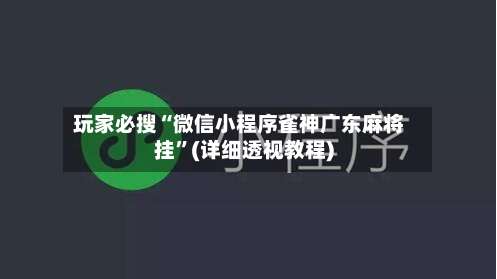 玩家必搜“微信小程序雀神广东麻将挂	”(详细透视教程)-第2张图片