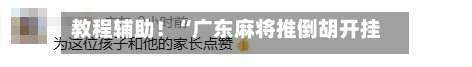教程辅助！“广东麻将推倒胡开挂神器下载软件”开挂详细教程-第3张图片