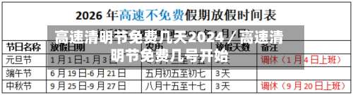 高速清明节免费几天2024／高速清明节免费几号开始-第1张图片