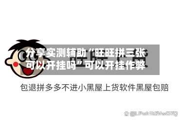 分享实测辅助“旺旺拼三张可以开挂吗	”可以开挂作弊-第2张图片