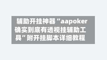 辅助开挂神器“aapoker确实到底有透视挂辅助工具”附开挂脚本详细教程-第3张图片