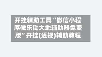 开挂辅助工具“微信小程序微乐锄大地辅助器免费版”开挂(透视)辅助教程-第1张图片