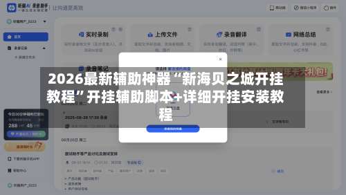 2026最新辅助神器“新海贝之城开挂教程”开挂辅助脚本+详细开挂安装教程-第1张图片