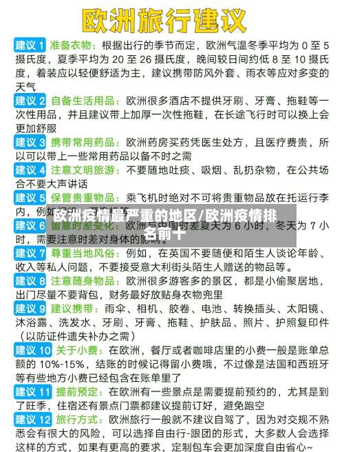 欧洲疫情最严重的地区/欧洲疫情排名前十-第2张图片