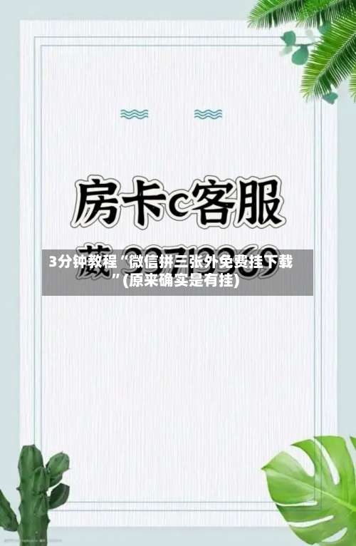 3分钟教程“微信拼三张外免费挂下载”(原来确实是有挂)-第1张图片