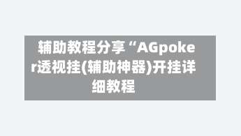 辅助教程分享“AGpoker透视挂(辅助神器)开挂详细教程-第2张图片