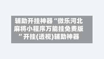 辅助开挂神器“微乐河北麻将小程序万能挂免费版”开挂(透视)辅助神器-第3张图片