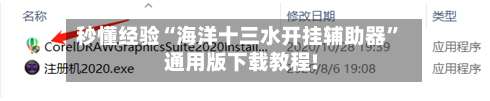 秒懂经验“海洋十三水开挂辅助器	”通用版下载教程!-第1张图片