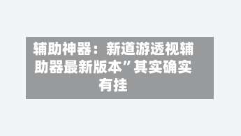辅助神器：新道游透视辅助器最新版本”其实确实有挂-第3张图片