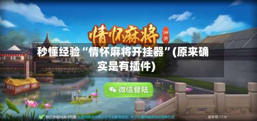 秒懂经验“情怀麻将开挂器	”(原来确实是有插件)-第1张图片