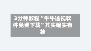 3分钟教程“牛牛透视软件免费下载”其实确实有挂-第1张图片