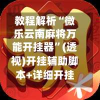 教程解析“微乐云南麻将万能开挂器”(透视)开挂辅助脚本+详细开挂安装教程-第1张图片