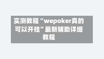 实测教程“wepoker真的可以开挂”最新辅助详细教程-第2张图片