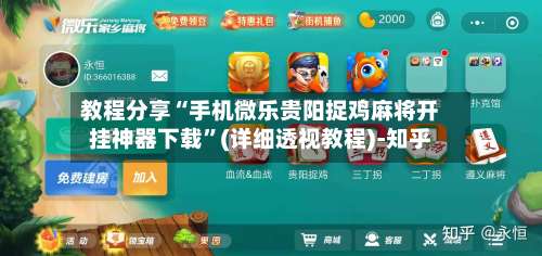 教程分享“手机微乐贵阳捉鸡麻将开挂神器下载”(详细透视教程)-知乎-第1张图片
