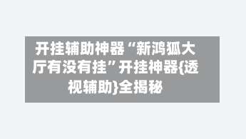 开挂辅助神器“新鸿狐大厅有没有挂”开挂神器{透视辅助}全揭秘-第1张图片