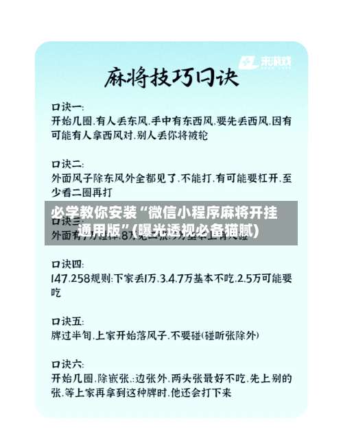 必学教你安装“微信小程序麻将开挂通用版	”(曝光透视必备猫腻)-第2张图片