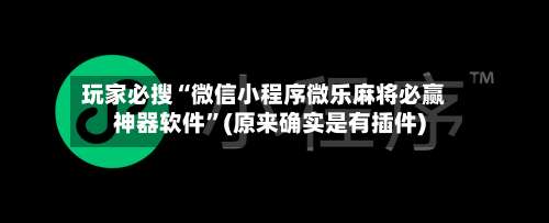 玩家必搜“微信小程序微乐麻将必赢神器软件	”(原来确实是有插件)-第1张图片