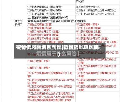 疫情低风险地区就诊(低风险地区医院)-第2张图片