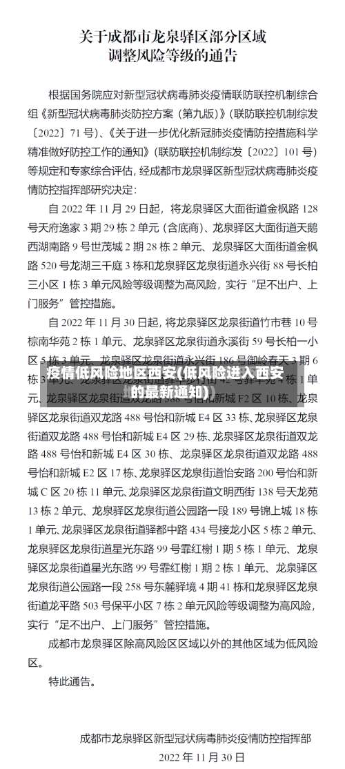 疫情低风险地区西安(低风险进入西安的最新通知)-第1张图片